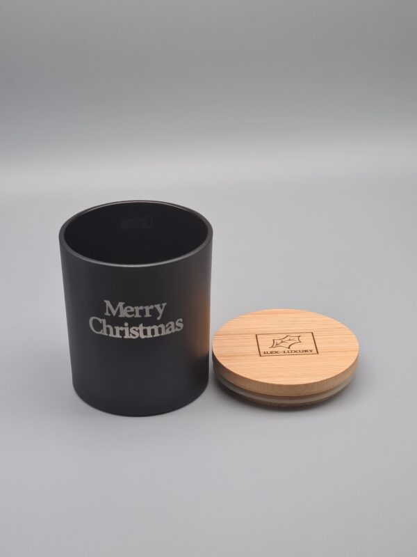 Matzwarte Theelichthouder met Merry Christmas