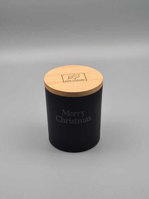 Matzwarte Theelichthouder met Merry Christmas