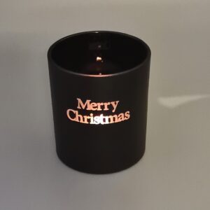 Matzwarte Theelichthouder met Merry Christmas