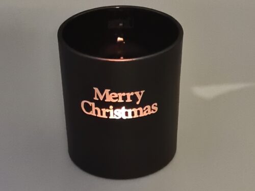 Matzwarte Theelichthouder met Merry Christmas