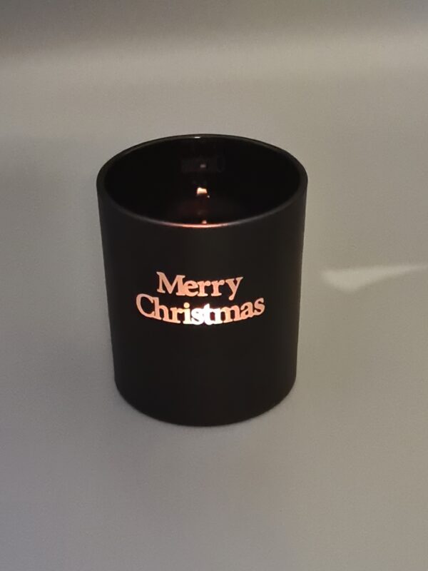 Matzwarte Theelichthouder met Merry Christmas
